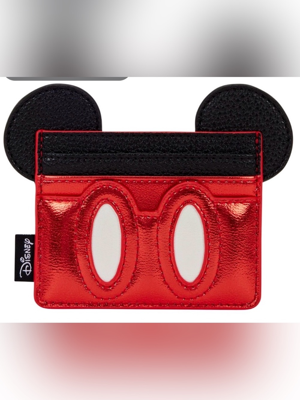 Loungefly Disney Mickey Mouse Cosplay Ears Metallic Red Black Cardholder Wallet